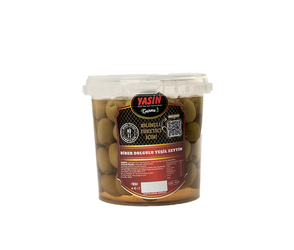 YASİN GURME BİBERLI YEŞİL ZEYTİN (500 gr)