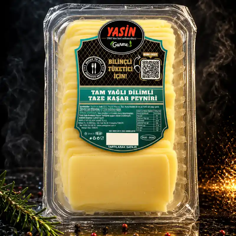 YASİN GURME DİLİMLİ TAM YAĞLI KAŞAR PEYNİRİ 250 gr