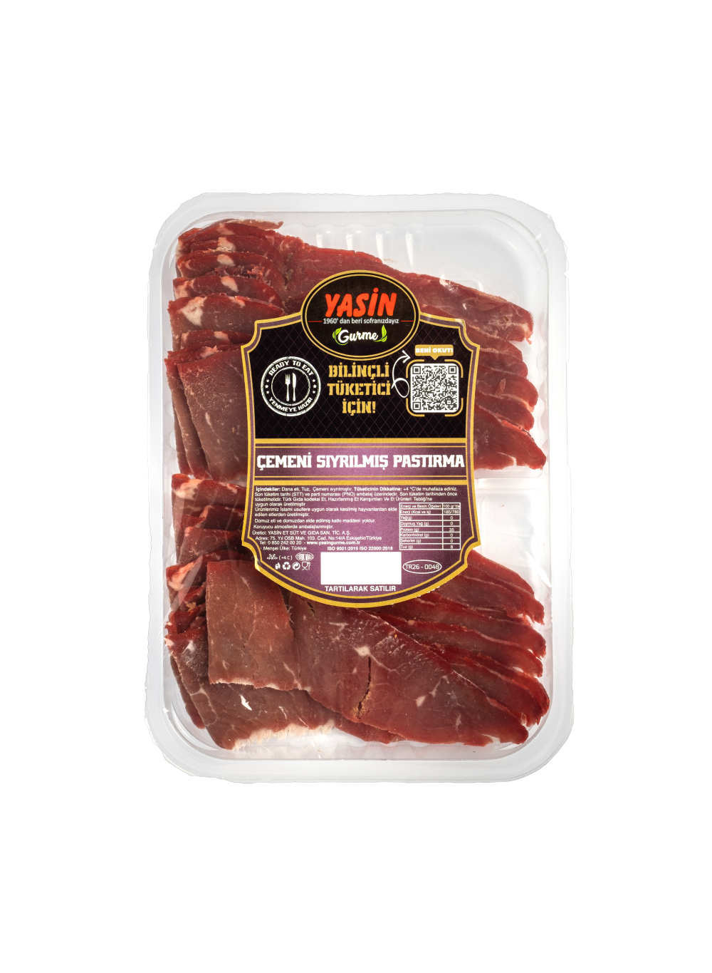 YASİN GURME PASTIRMA ÇEMENSİZ (250gr)