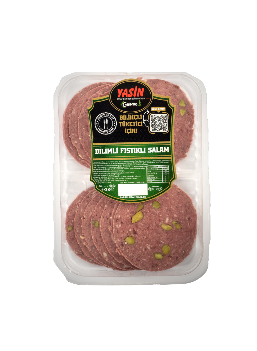YASİN GURME SALAM DİLİMLİ FISTIKLI (120 gr)
