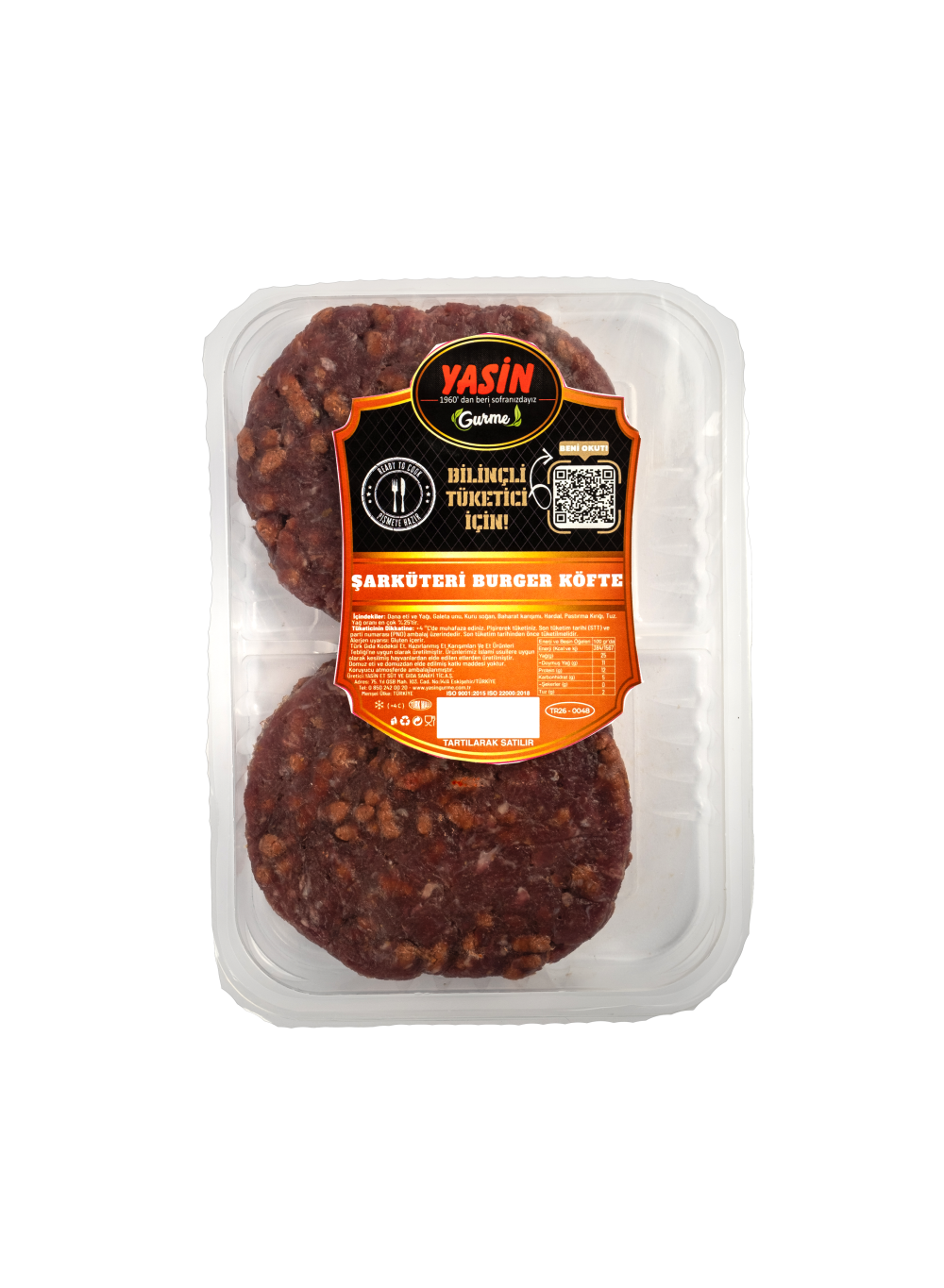 YASİN GURME ŞARKÜTERİ BURGER KÖFTE (220 gr)