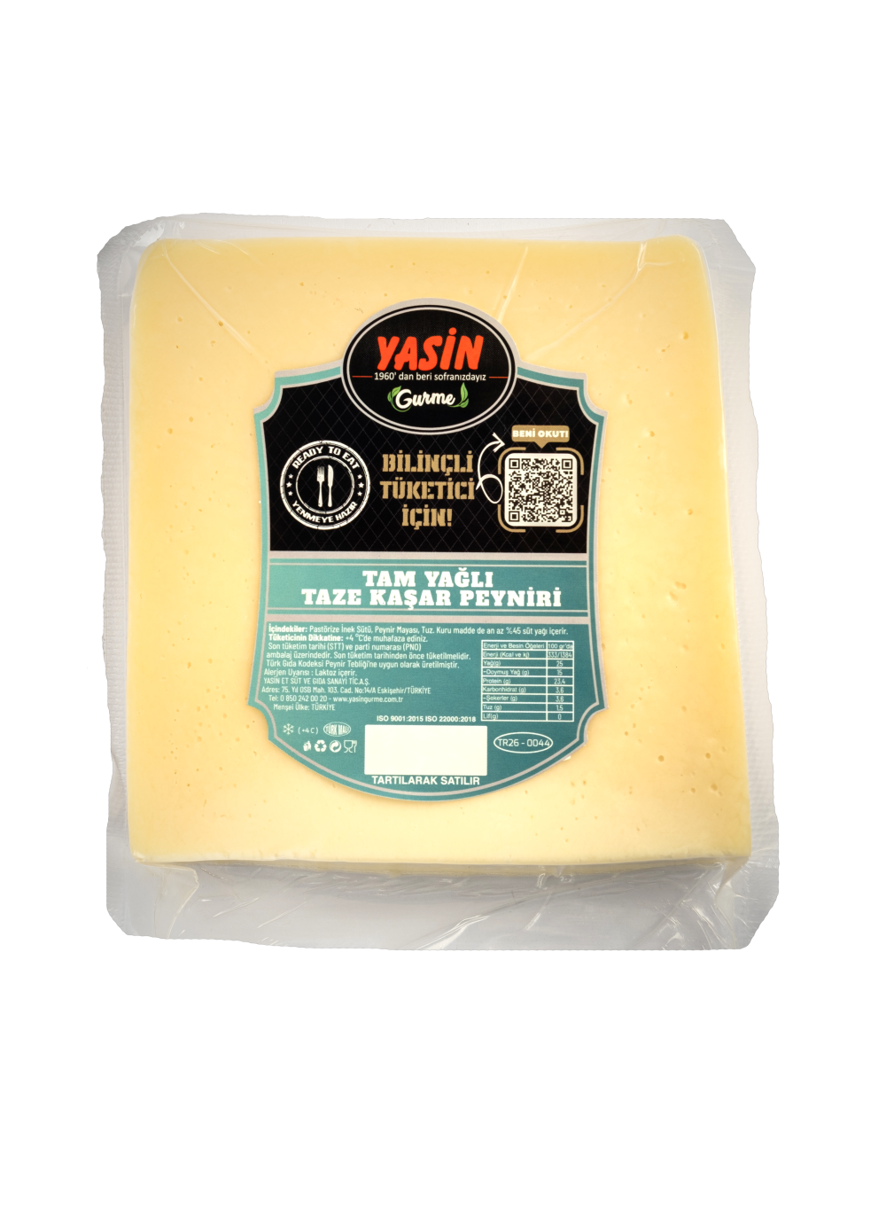 YASİN GURME TAM YAĞLI KAŞAR PEYNİRİ (450 gr)